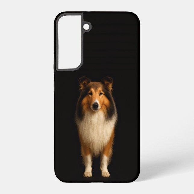 Coque Samsung Galaxy Noir 4 Luxe Galaxy S22 Plus, Chien Collie Loyal (Verso)
