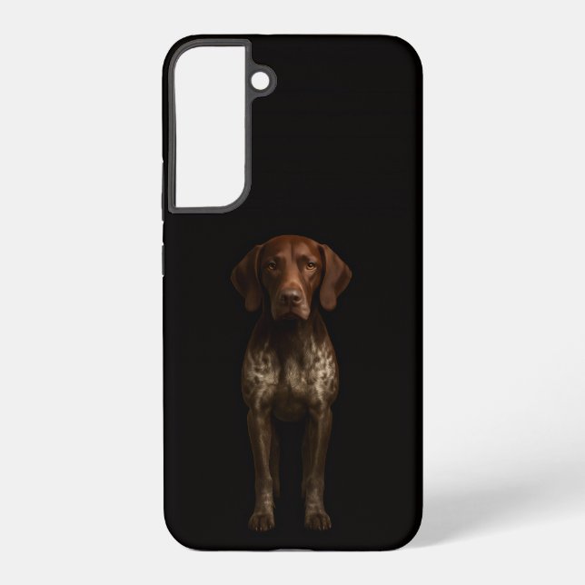 Coque Samsung Galaxy Noir 4 Luxe Galaxy S22 Plus, chien Pointer Alleman (Verso)