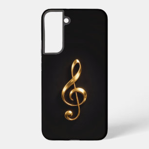 Coque Samsung Galaxy Noir 4 Luxe Galaxy S22 Plus, Clé de Sol Dorée