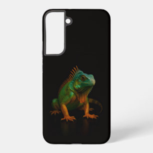 Coque Samsung Galaxy Noir 4 Luxe Galaxy S22 Plus, Iguane Vert
