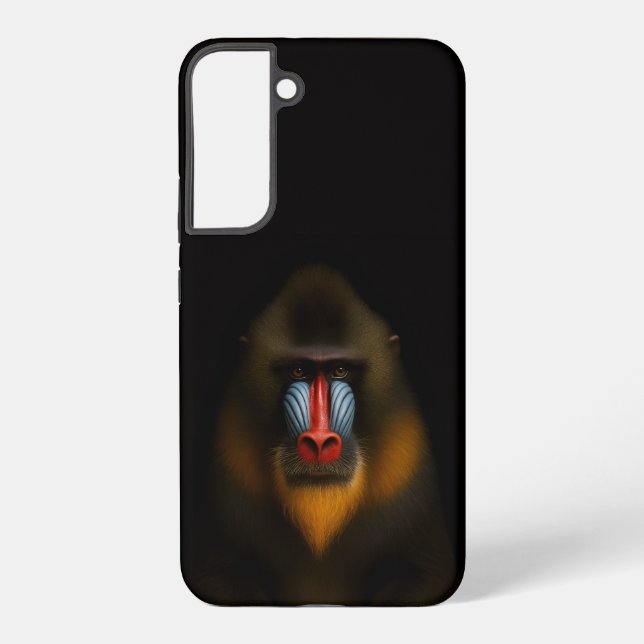 Coque Samsung Galaxy Noir 4 Luxe Galaxy S22 Plus, Mandrill Singe (Verso)