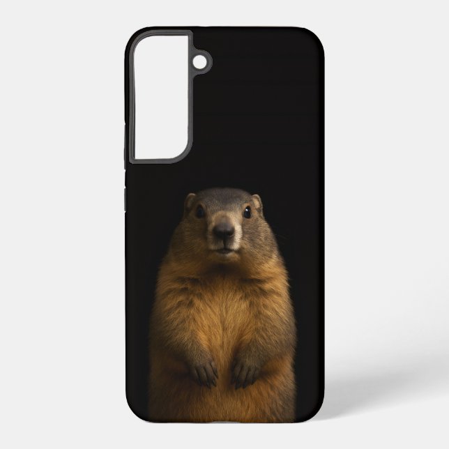 Coque Samsung Galaxy Noir 4 Luxe Galaxy S22 Plus, Marmotte Fluffy (Verso)