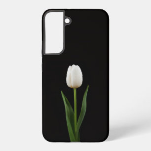 Coque Samsung Galaxy Noir 4 Luxe Galaxy S22 Plus, Tulipe Blanc Perle