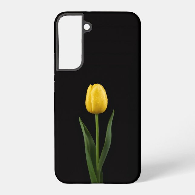 Coque Samsung Galaxy Noir 4 Luxe Galaxy S22 Plus, Tulipe Dorée (Verso)