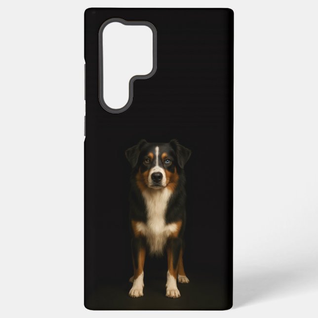 Coque Samsung Galaxy Noir 4 Luxe Galaxy S22 Ultra, Aussie Shepherd (Verso)