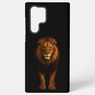 Coque Samsung Galaxy Noir 4 Luxe Galaxy S22 Ultra, Lion Majestueux