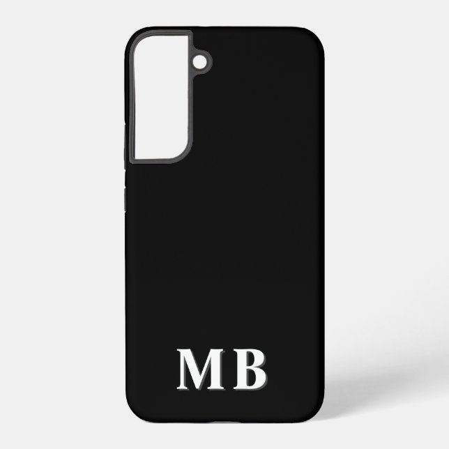 Coque Samsung Galaxy Noir & Blanc | Monogramme Initial Minimal Moderne (Verso)