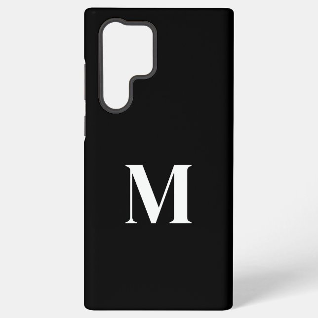 Coque Samsung Galaxy Noir Blanc Personnalisé Nom Monogramme élégant Élé (Verso)
