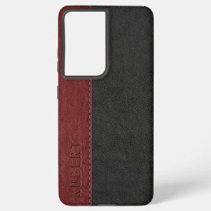 Coque Samsung Galaxy Noir et rouge foncé Vintage en cuir Vintage pointu