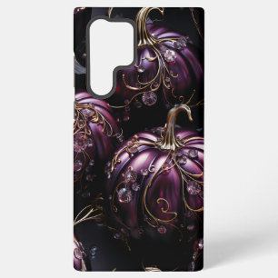 COQUE SAMSUNG GALAXY NOIR GOTHIQUE AVEC CITROUILLES VIOLET FONCÉ