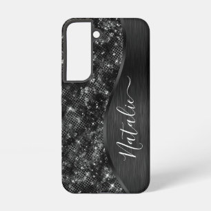 Coque Samsung Galaxy Noir métallisé pailleté personnalisé