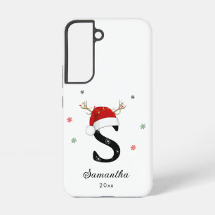 Coque Samsung Galaxy Nom de lettre Chapeau de Père Noël Monogramme