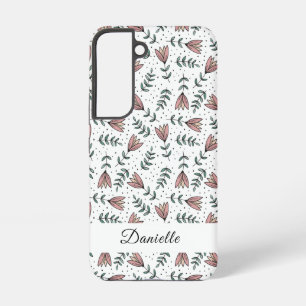 Coque Samsung Galaxy Nom de motif floral rose élégant