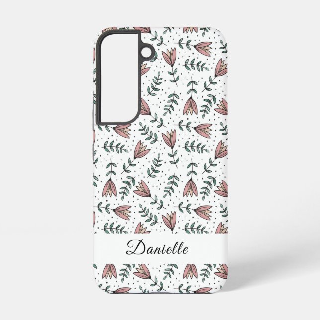Coque Samsung Galaxy Nom de motif floral rose élégant (Verso)