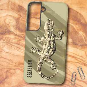 Coque Samsung Galaxy Nom du modèle de gecko en mosaïque ton sépia