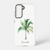 Nom du monogramme Palm Tree Coastère Personnalisé
