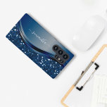 Coque Samsung Galaxy Nom manuscrit Bleu marine Paillettes métalliques<br><div class="desc">La conception est une photo et les étuis ne sont pas fabriqués avec des paillettes, des sequins, des métaux ou des bois réels. Cette conception est également disponible pour d'autres modèles de téléphones. Choisissez le type d'appareil pour voir d'autres étuis pour iPhone, Samsung Galaxy ou Google. Certains styles peuvent être...</div>