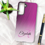 Coque Samsung Galaxy Nom Personnalisé Élégant Monogram Purple Ombre Str<br><div class="desc">Ce design élégant est doté d'un arrière - plan strass à l'ombre violette avec nom personnalisé et monogramme de lettre initiale. Personnalisez le coque dans les champs de texte avec un nom et une initiale, supprimez les deux ou une ou modifiez à l'aide de l'outil de conception pour sélectionner un...</div>