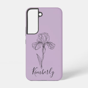 Coque Samsung Galaxy Nom personnalisé Fleur de naissance iris de févrie