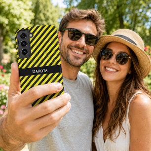 Coque Samsung Galaxy Nom personnalisé Grilles diagonales de couleur noi