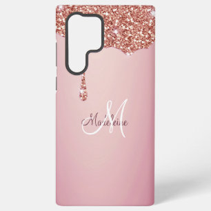 Coque Samsung Galaxy Nom personnalisé Melting Girly Rose Pailleté