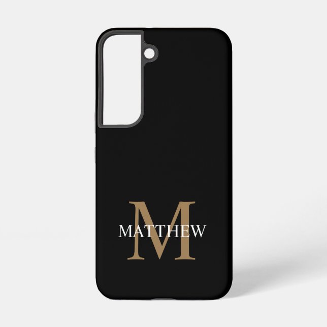 Coque Samsung Galaxy Nom personnalisé Monogramme noir (Verso)