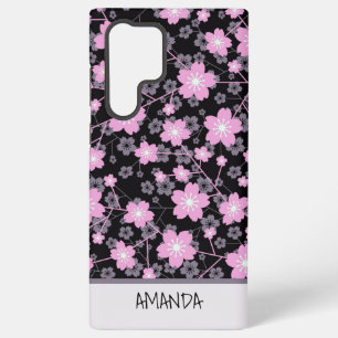 Coque Samsung Galaxy Nom personnalisé motif floral rose Cerisier Fleur
