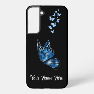 Coque Samsung Galaxy Nom personnalisé Papillon Bleu Samsung Galaxy S22