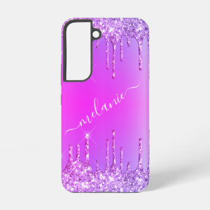 Coque Samsung Galaxy Nom personnalisé personnalisé Texte rose violet