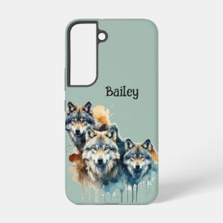 Coque Samsung Galaxy Nom personnalisé Wolf Loup Faune Nature Art animal