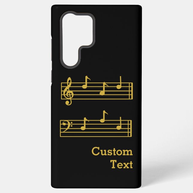COQUE SAMSUNG GALAXY NOTES DE MUSIQUE NOIRE GOLD MEILLEUR BASES DE BASE (Verso)