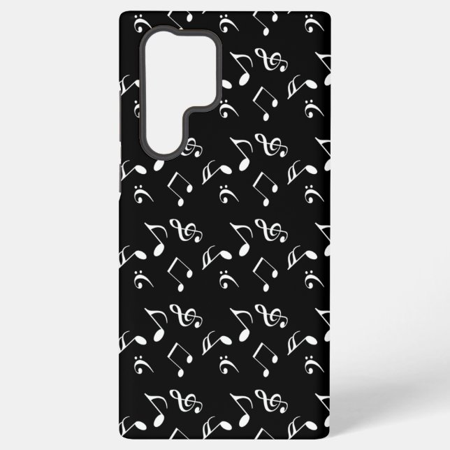 Coque Samsung Galaxy notes de musique noires (Verso)