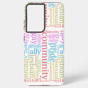 Coque Samsung Galaxy Nuage de mots de la communauté arc-en-ciel LGBTQ+