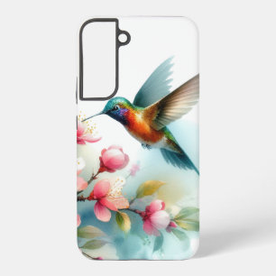 Coque Samsung Galaxy Œuvre d'art colibri florale/printanière