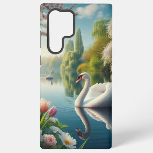 Coque Samsung Galaxy OEuvre d'art printanière du lac des cygnes floraux