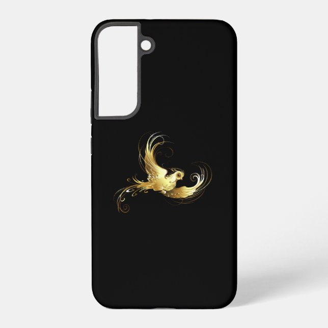 Coque Samsung Galaxy Oiseau d'or sur Arrière - plan noir (Verso)