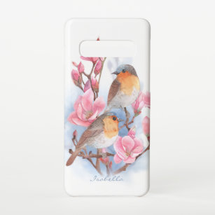 Coque Samsung Galaxy S10 Oiseaux D'Aquarelle Dans Un Arbre De Magnolia Déno