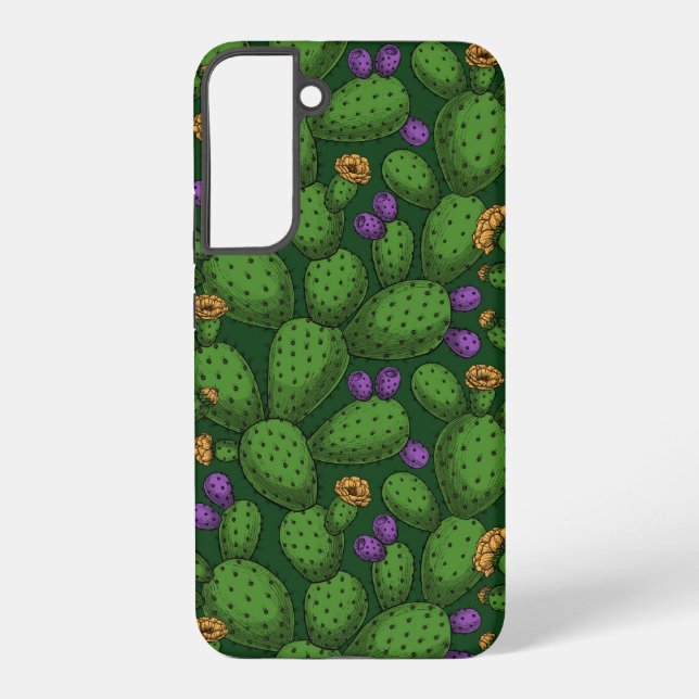 Coque Samsung Galaxy Opuntie de floraison sur vert foncé (Verso)