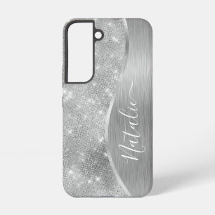 Coque Samsung Galaxy Paillettes argentées Glam Bling Métal personnalisé