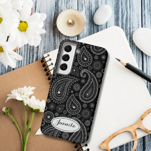 Coque Samsung Galaxy Paisley Noir et Blanc Élégant – Rétro Oriental