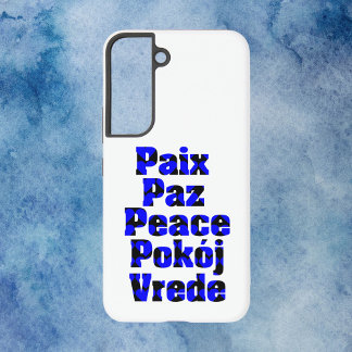 Coque Samsung Galaxy Paix en langues étrangères Coeurs Bleu Noir