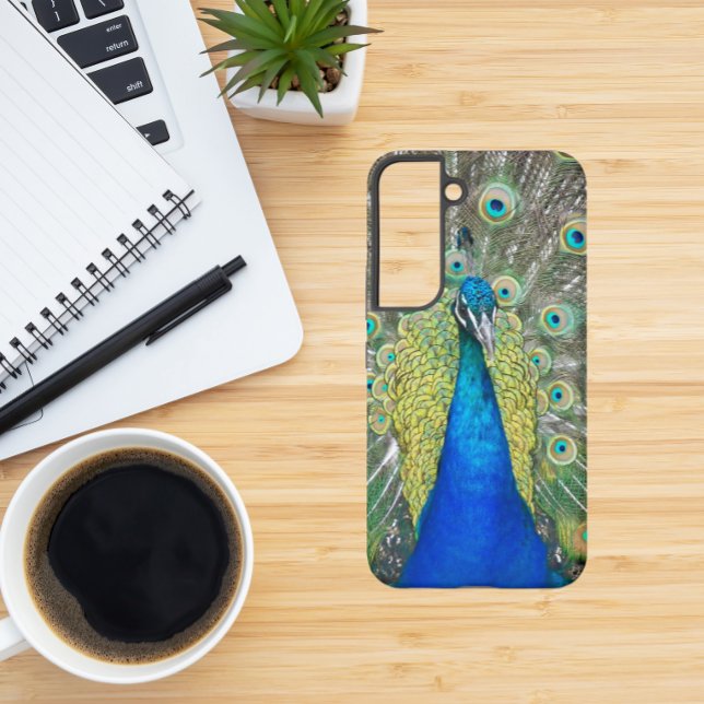 Coque Samsung Galaxy Panache de plumes de paon bleu (In Situ)