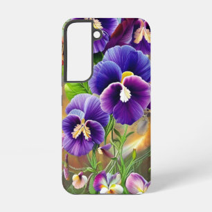 Coque Samsung Galaxy Pansies violettes -AI ART