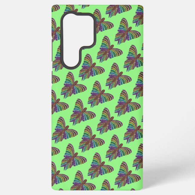 Coque Samsung Galaxy Papillon Arc-en-ciel (vert clair) - Boîtier Samsun (Verso)
