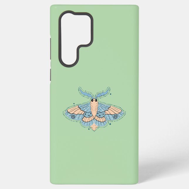 Coque Samsung Galaxy Papillon Céleste Fantaisiste — Bleu Douce et Pêche (Verso)