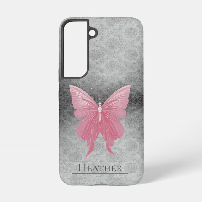 Coque Samsung Galaxy Papillon rose bijoux Damas (Verso)
