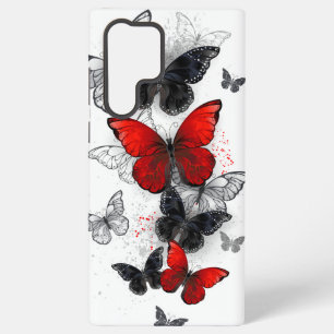 Coque Samsung Galaxy Papillons noirs et rouges volants