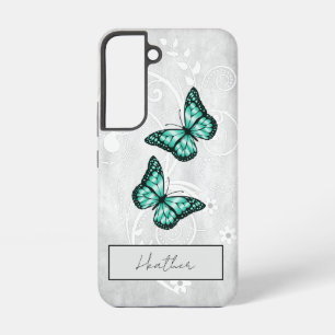 Coque Samsung Galaxy Papillons sarcelle brillants