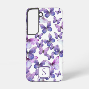 Coque Samsung Galaxy Papillons Violets Élégance Moderne Monogramme Pers