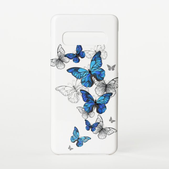 Coque Samsung Galaxy Papillons volants bleus Morpho (Dos)